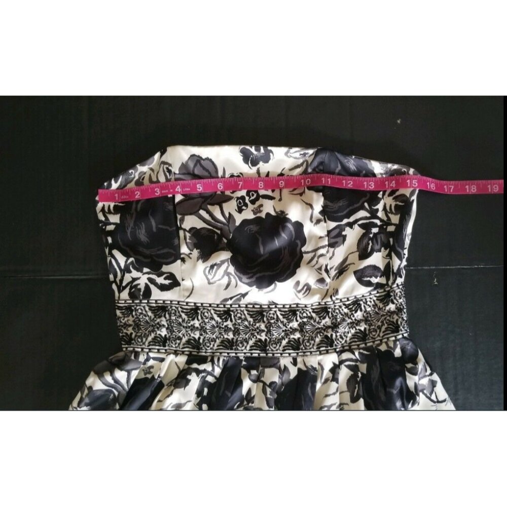 Forever 21 Women's Black Floral Beaded Waist Strapless Bubble Dress Size Medium - Picture 10 of 13